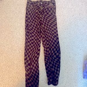 h&m divided brown checkered jeans with ankle slit